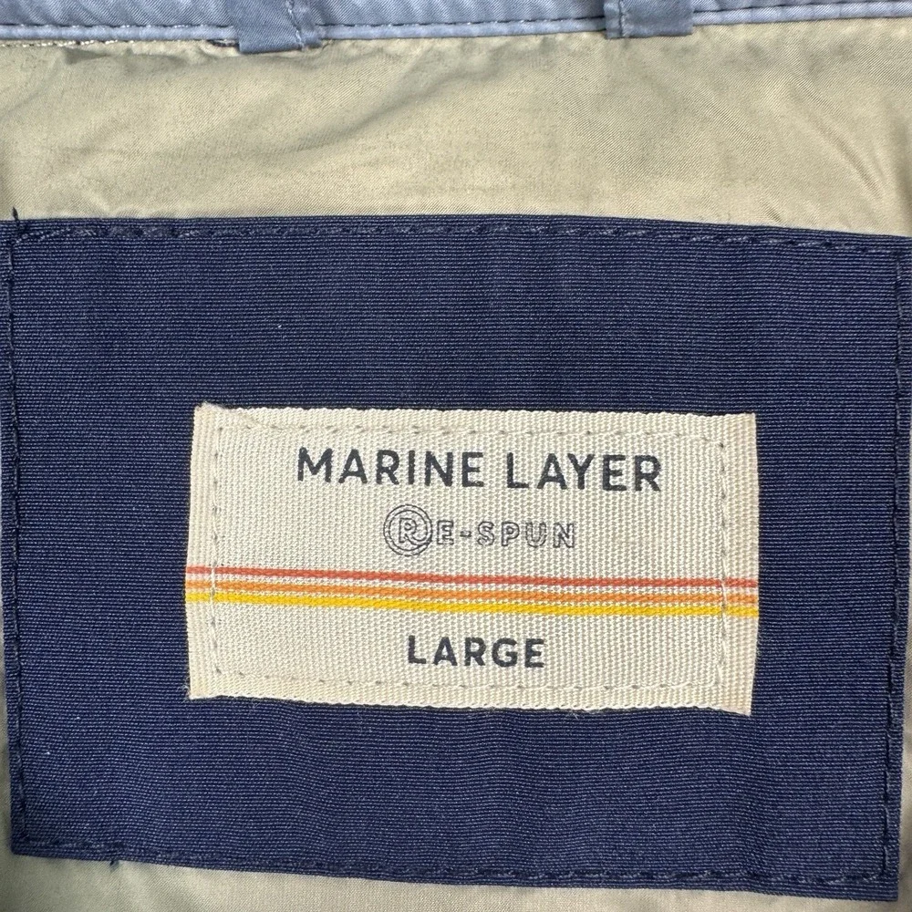 Marine Layer Mens Puffer Snap Front Over-Shirt Jacket Size Large Blue Colorblock